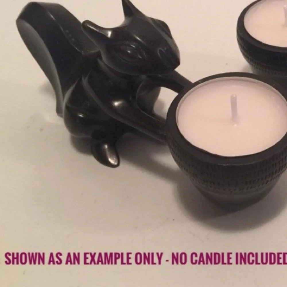 Crate & Barrel Dark Brown Metal Squirrel with Acorn Votive Candle Holder